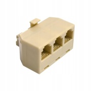 Złączka telefoniczna, wtyk / 3 x gniazdo kolor beżowy
