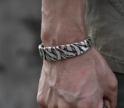 Bransoletka męska otwarta kuta + pudełko