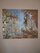 Wieczorny spacer obraz 120x100 cm farby akrylowe 