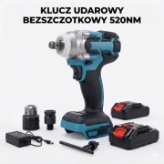 Klucz Udarowy Bezszczotkowy 520Nm Zestaw 3w1 2x Akumulator System MakitaLXT