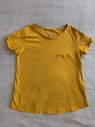Żółta musztardowa bluzka z krótkim rękawem Basic U 146 - 152 jak nowa