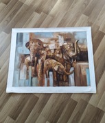 Obraz olej na płótnie rodzina słoni 