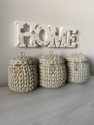 Koszyki ze sznurka z pokrywkami zestaw 3szt