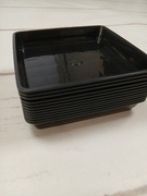 Czarna podstawka pod doniczkę 12x12cm plastikowa tacka minimalistyczna