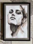 Portret kobiety- grafika, obrazek ręcznie malowany