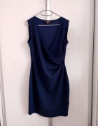 Elegancka drapowana granatowa sukienka Lipsy London rozmiar 44