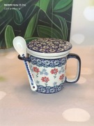 Kubek ceramiczny do parzenia ziół  z łyżeczką ceramika Bolesławiec