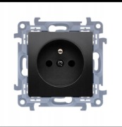 Gniazdo pojedyńcze z uziemieniem czarne simon10