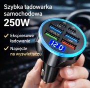 Ładowarka samochodowa USB + USB-C PD QC3.0 szybkie ładowanie 4 porty