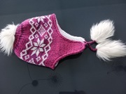 Czapka zimowa - gruba , ciepła -  dla dziewczynki - kolorowa -