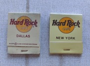 Zapałki reklamowe USA 2 szt.  Hard Rock cafe Dalas i New York. 4x5 cm