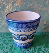 Kubeczek z kamionki niebieski śliczne małe co nie co.