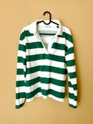 Bluzka z długim rękawem Stradivarius XS 34 s 36 100% bawełna zielona biała 