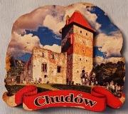 Trzy warstwowy magnes na lodówkę, pamiątka z zamku Chudów  70x65x10 