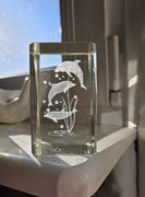 Szklany przycisk do papieru Delfiny 3D vintage lata 90 aesthetic