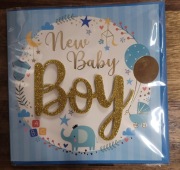 Kartka okolicznościowa z napisem "Welcome Baby Boy" (Witamy chłopca)
