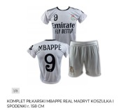 KOMPLET PIŁKARSKI MBAPPE REAL MADRYT KOSZULKA I SPODENKI r. 158