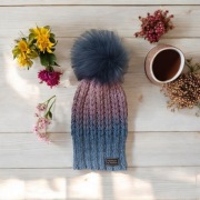 Czapka zimowa ombre bawełna akryl kolorowa handmade