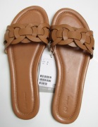 Klapki H&M PREMIUM Skóra Naturalna rozmiar 41 NOWE jasny brąz
