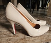 Czółenka damskie beżowe na obcasie eleganckie rozmiar 37