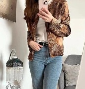 Brązowa kurtka z motywem piór, Vendome Paris, M