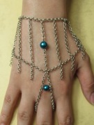 Bransoletka na palec łańcuszek srebrny koraliki turkusowy eko handmade