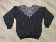 IN WILD NORWAY męski wełniany skandynawski sweter skórzane naszywki _L