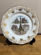 Porcelanowy talerz Limoges France „Souvenir de Paris” – pozłacany, vintage