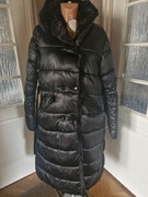 Kurtka damska dluga czarna ciepła   płaszcz  zamek  z kapturem XXL misiu