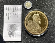 100 dukatów, Zygmunt III 1621, kopia pozłacana 70mm !
