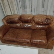 Sofa skórzana brązowa do renowacji 