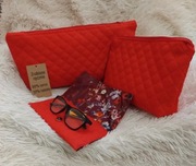 Zestaw 2 czerwonych kosmetyczek + etui na okulary / HANDMADE HAVEN