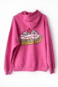 Różowa luźna bluza z kapturem z ciastkiem eklerkiem New Love Club L