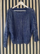 Granatowy melanżowy sweter oversize z miękkiej dzianiny – rozmiar M/L