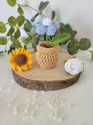 Kwiaty w doniczce na szydełku Kwiatek 3D