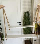 Pòłka drewniana podwójna wisząca na sznurkach