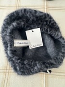 Beret czapka Calvin Klein CKNY angora premium cętki panterka 