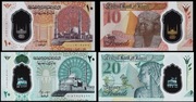 Egypt Set 10 20 Pounds 2022 2023, UNC, POLYMER, P-81 82, Polymer