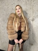 Futro damskie naturalne z lisa xs/s krótkie nowe grube