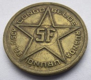 KONGO BELGIJSKIE 5 Francs 1952 ŁADNA