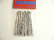 Szpilki do koka, fryzjerki, kokówki - srebrne 7,5 cm, 1 paczka