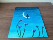 Obraz na płótnie -Kot na księżycu ver1