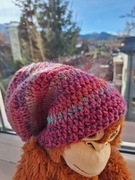 Nowa kolorowa czapka beanie robiona na szydełku