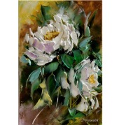 Kowalik - Piwonie - 20x30cm Obraz Olejny Bukiet Kwiaty  róża