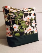 Torba shopper hand made wodoodporna białe kwiaty 