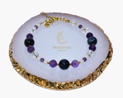 Bransoletka z Granatowym Tygrysim Okiem i Ametystem - kamienie naturalne