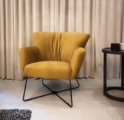 Nowoczesny fotel ILA – musztardowy, designerski, nowy!
