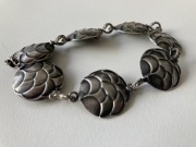 Obustronna metalowa bransoletka- ryba, łuska