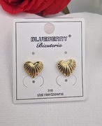 KOLCZYKI SERCA  ZŁOTE STAL CHIRURGICZNA 316L BLUEBERRY 