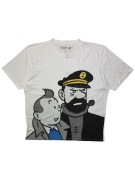 Biała Koszulka TinTin nadruk retro vintage